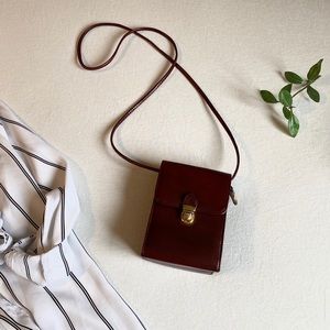 Vintage leather compact crossbody purse